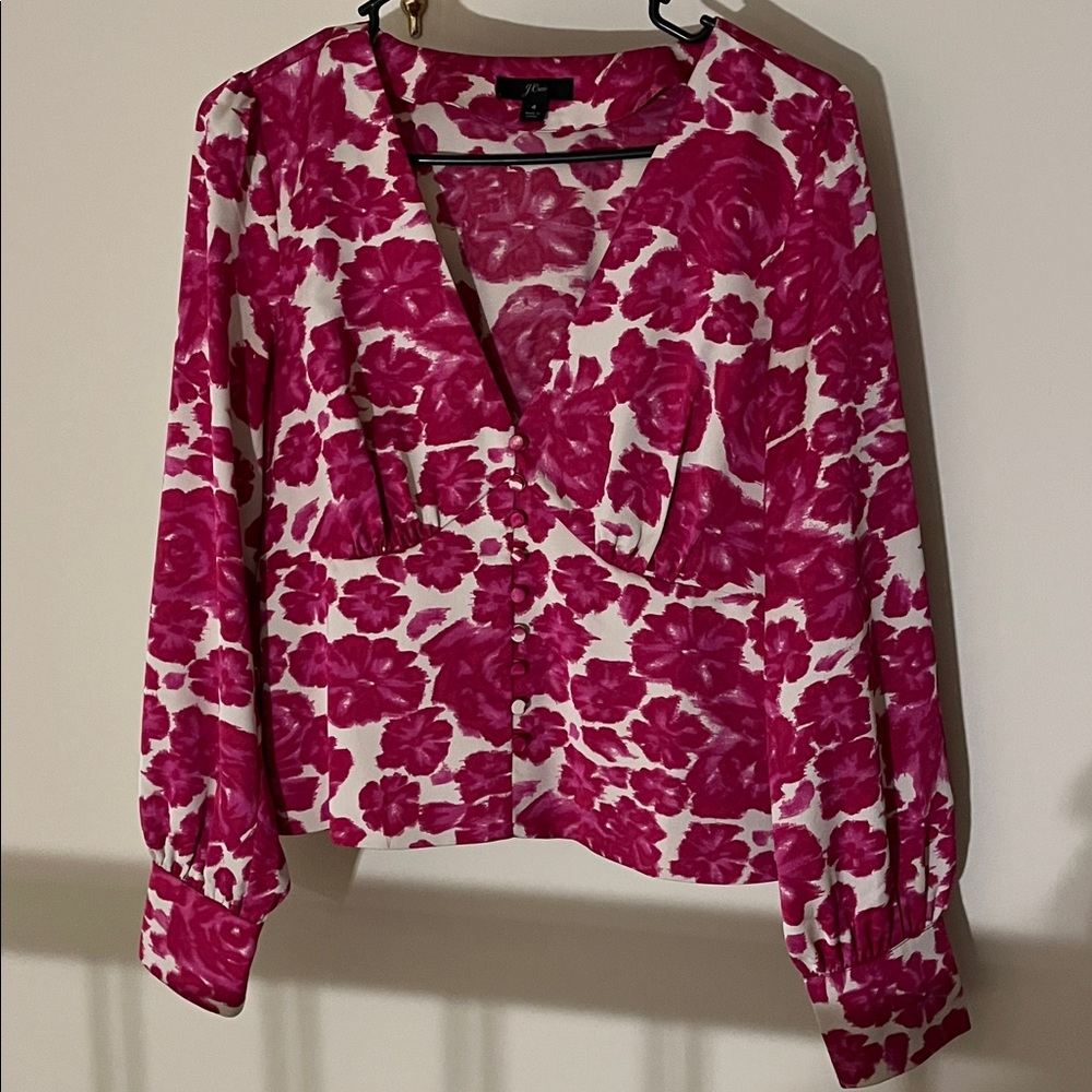J. Crew Pink Floral Blouse